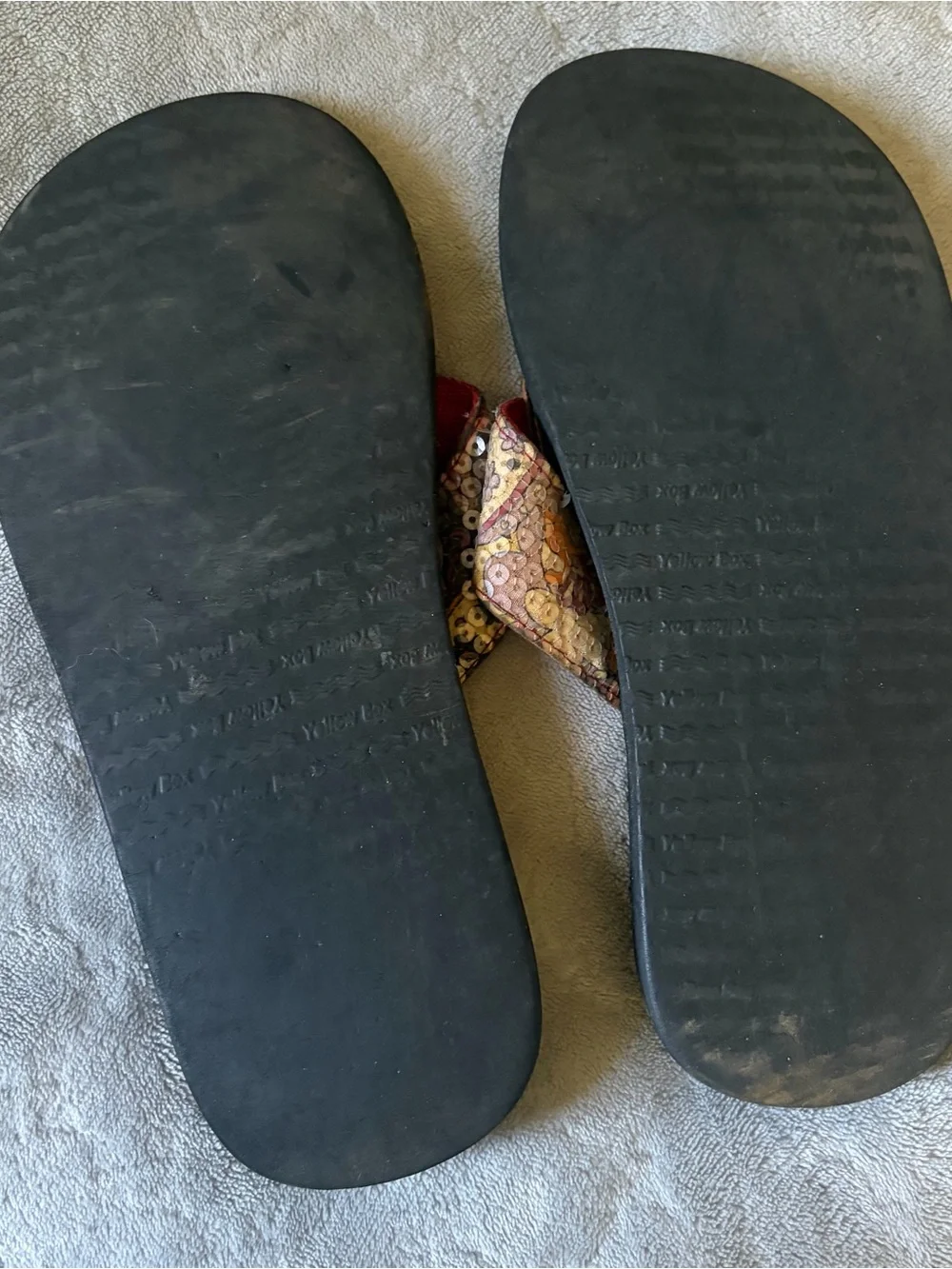 Yellow Box Multicolor Sequin Strap Black Flip Flop Sandals - Picture 7 of 7